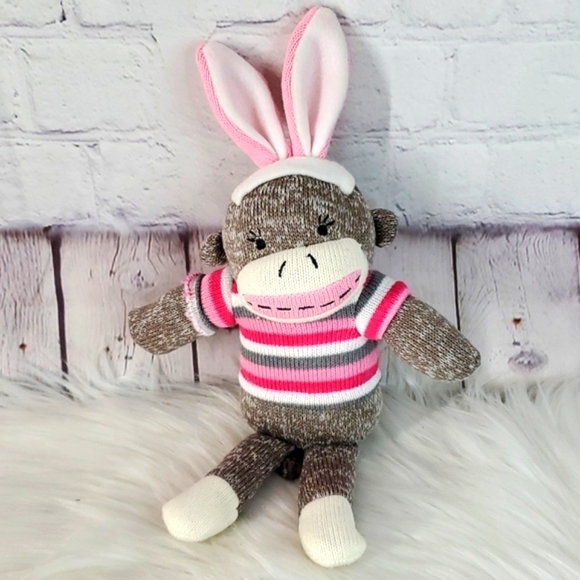 Sock Monkey Dandee Y2K Easter Bunny Rabbit 13" Plush Stuffed Animal Toy - Picture 1 of 12